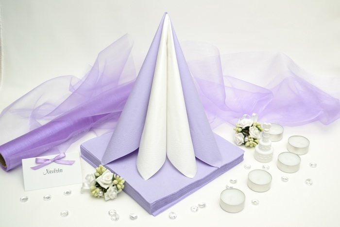 Sada DEKOR pre svadobný stôl - biela/lila