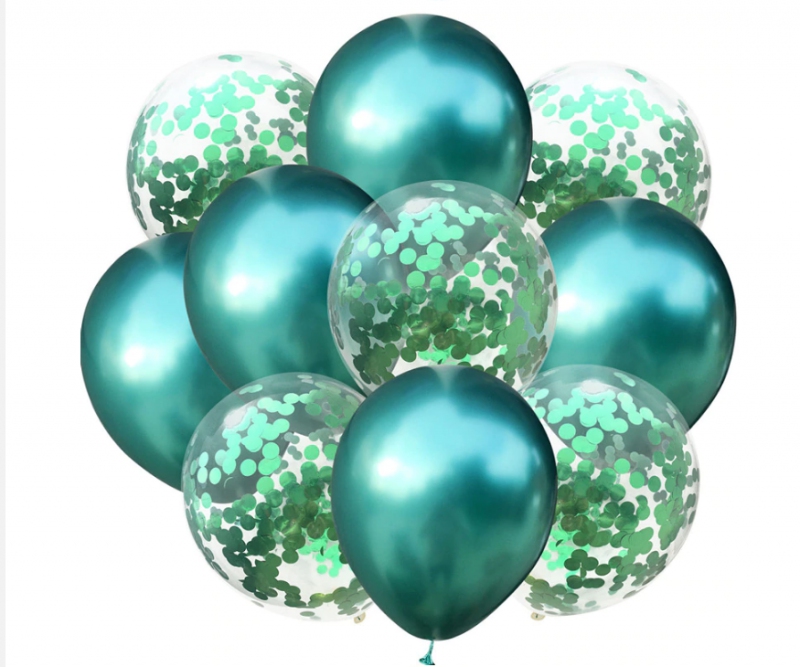 Sat balónků s konfetami- smaragdové